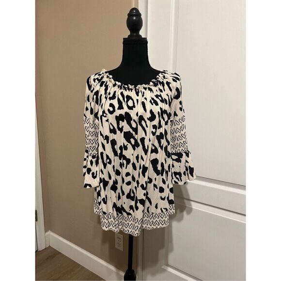 Made in Italy black and white leopard print blouse - Picture 1 of 6